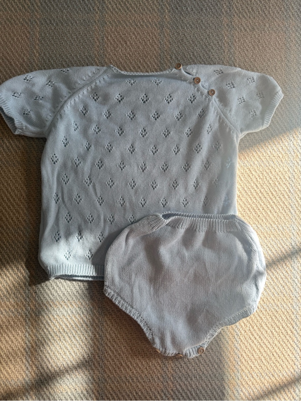 Mi Lucero Knit Two-Piece Set in Light Blue. Size 24 months